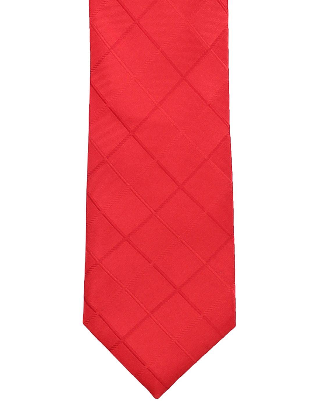 peluche red checked broad tie
