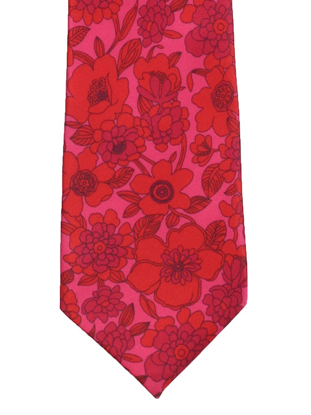 peluche red printed broad tie