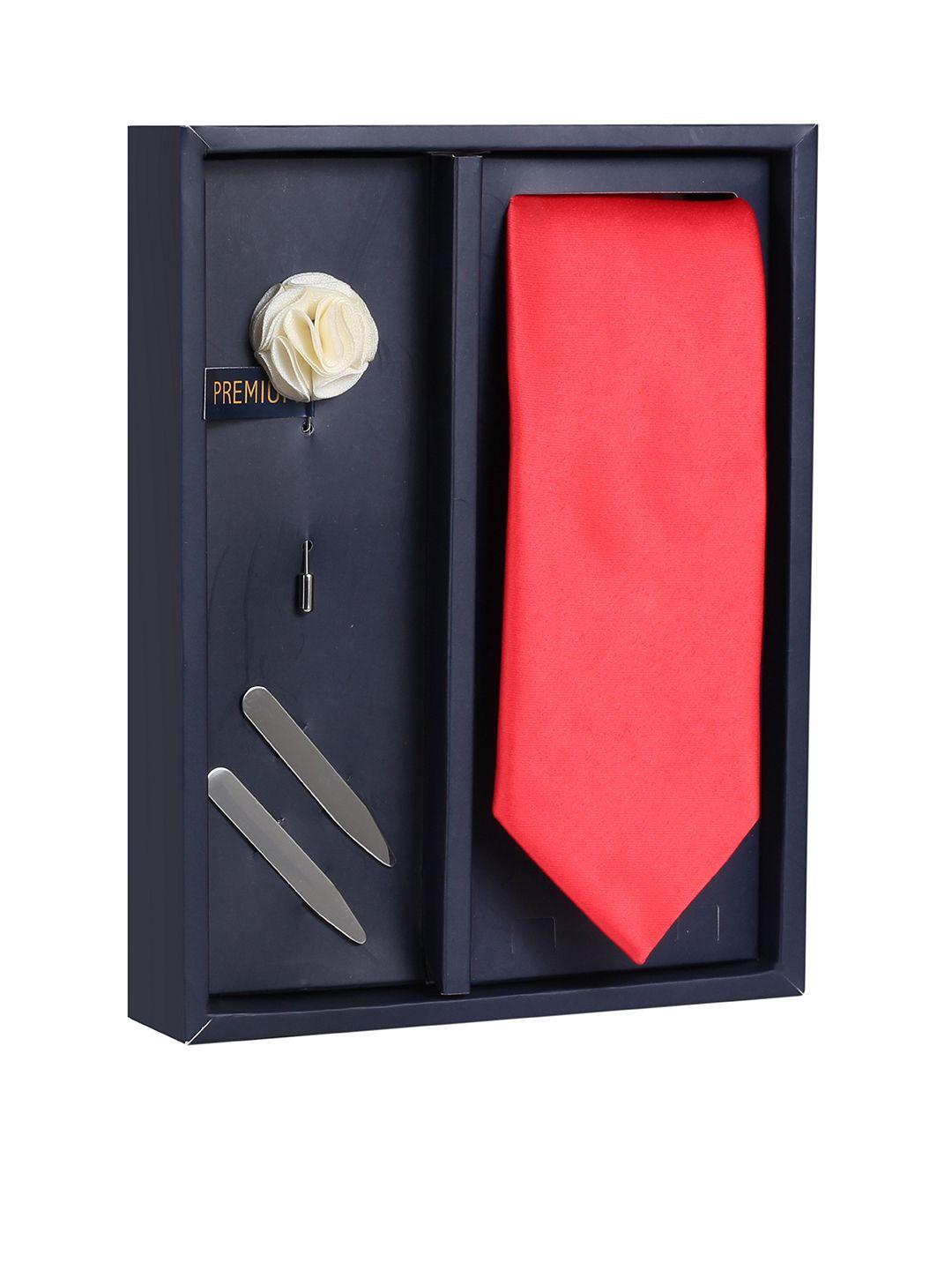 peluche the sweet garnish red solid broad tie gift box