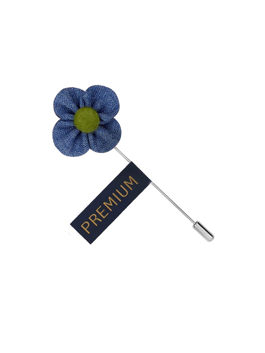 peluche unisex blue & green the four petal classic flower lapel pin