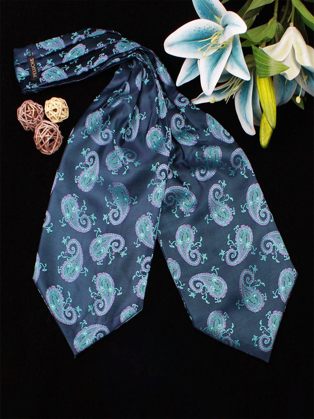 peluche unisex blue & grey woven design cravat