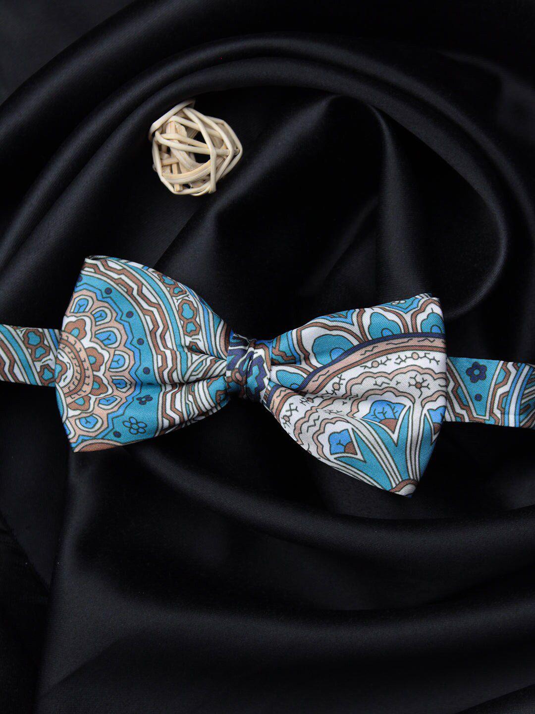 peluche unisex blue & white printed bow tie