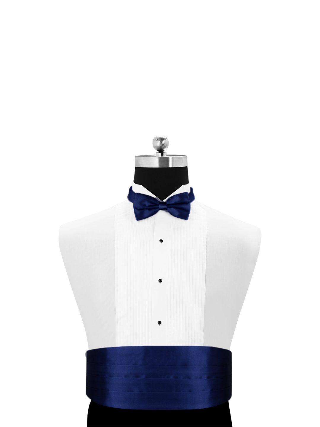 peluche unisex blue satin bow tie & cummerband