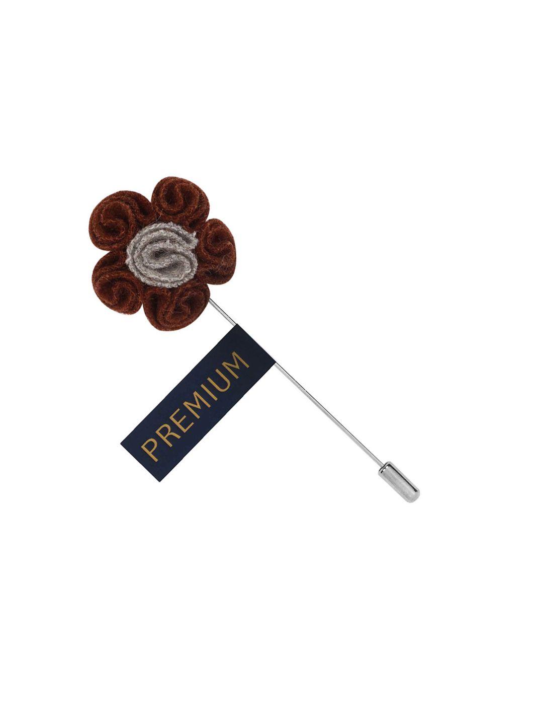 peluche unisex brown & grey florwer in flower lapel pin