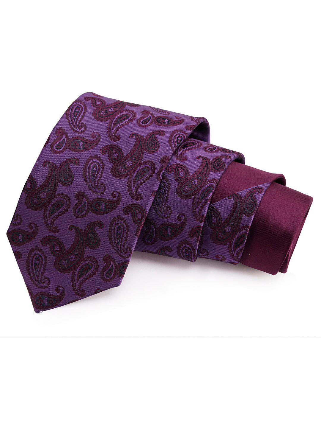 peluche unisex purple woven design skinny tie