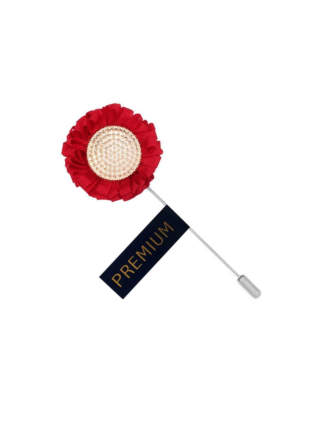 peluche unisex red & gold-toned sun flower lapel pin