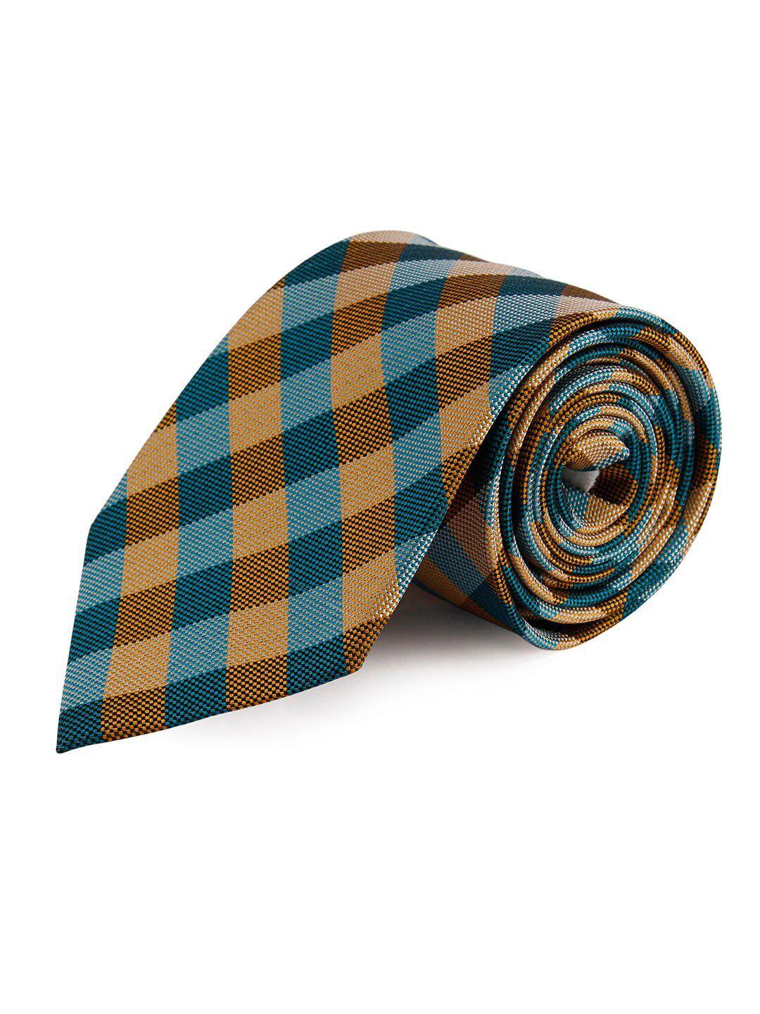 peluche unisex yellow & blue checked broad tie