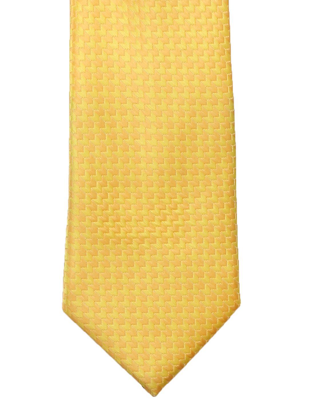 peluche yellow woven design broad tie