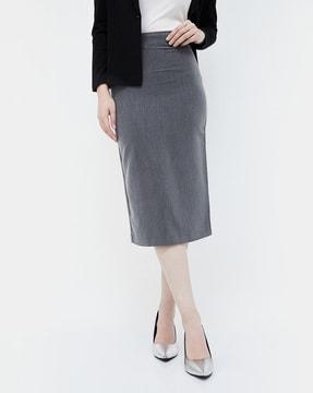 pencil skirt with concealed zip-closure