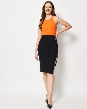 pencil skirt with side slit