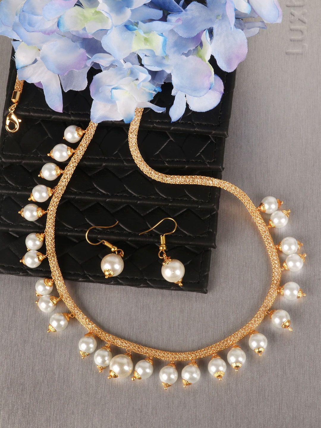 penny jewels off-white & gold-plated pearl beaded necklace sets