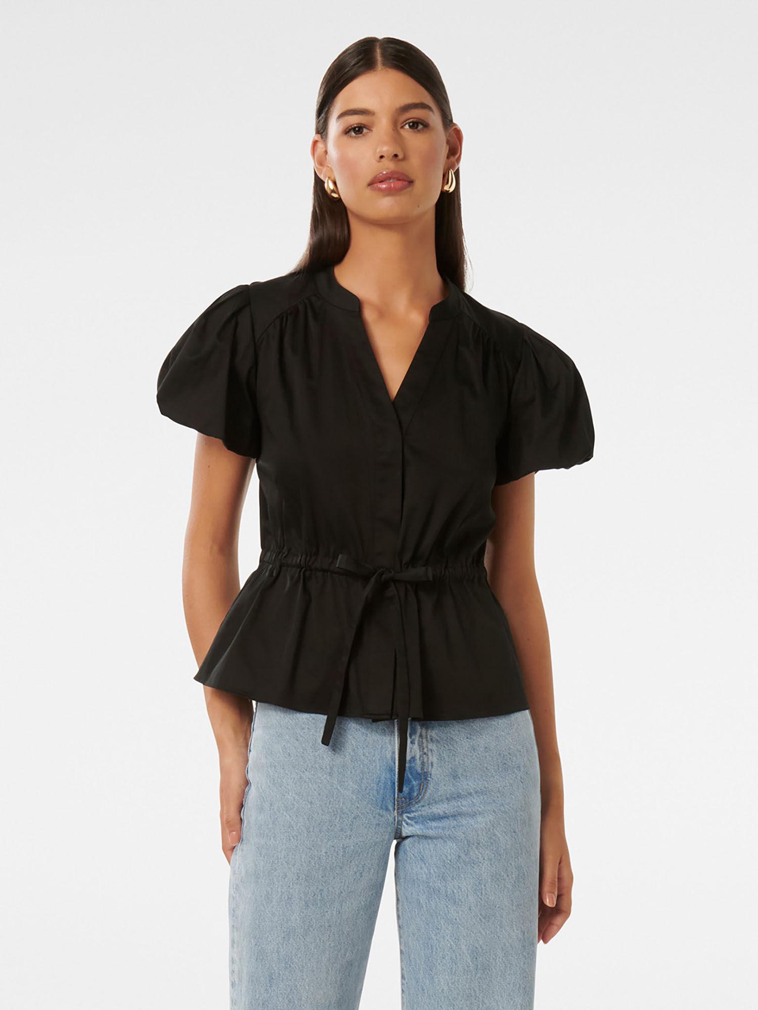 peony poplin puff sleeve top