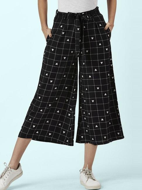 people by pantaloons black chequered culottes