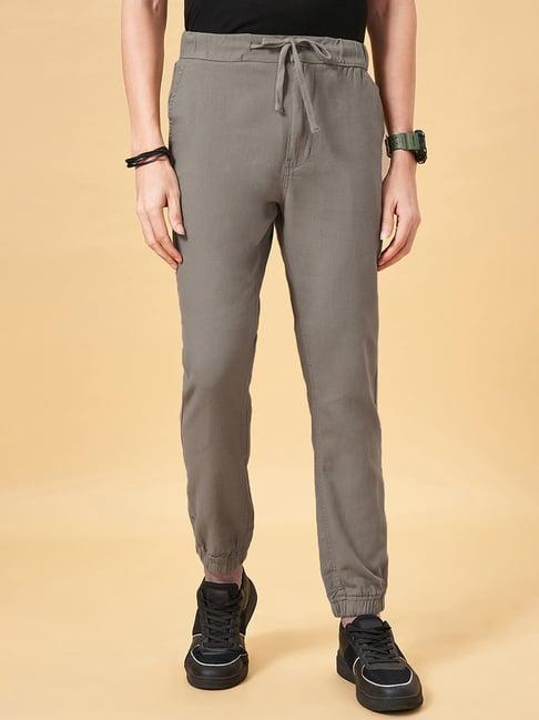 people by pantaloons deep olive cotton regular fit jogger pants