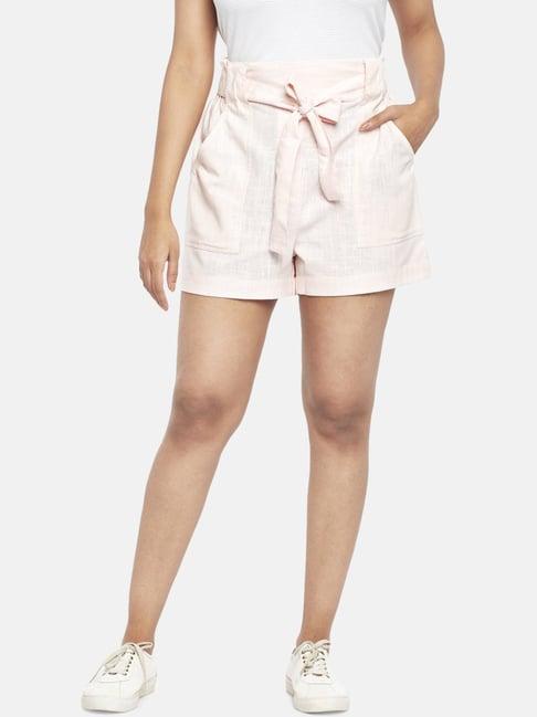 people-by-pantaloons-pink-cotton-high-rise-shorts