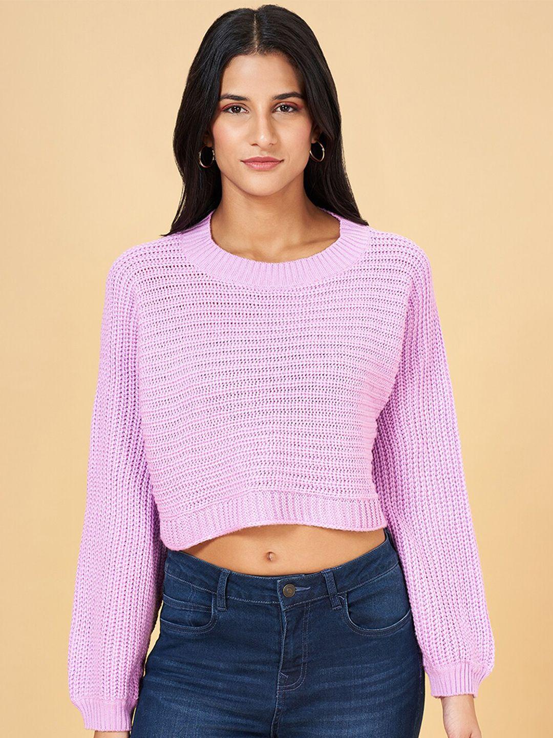 people open knit crop pullover sweater