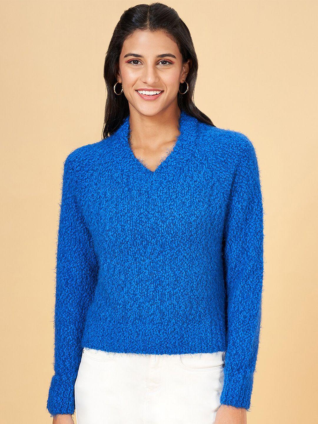 people blue self design pullover