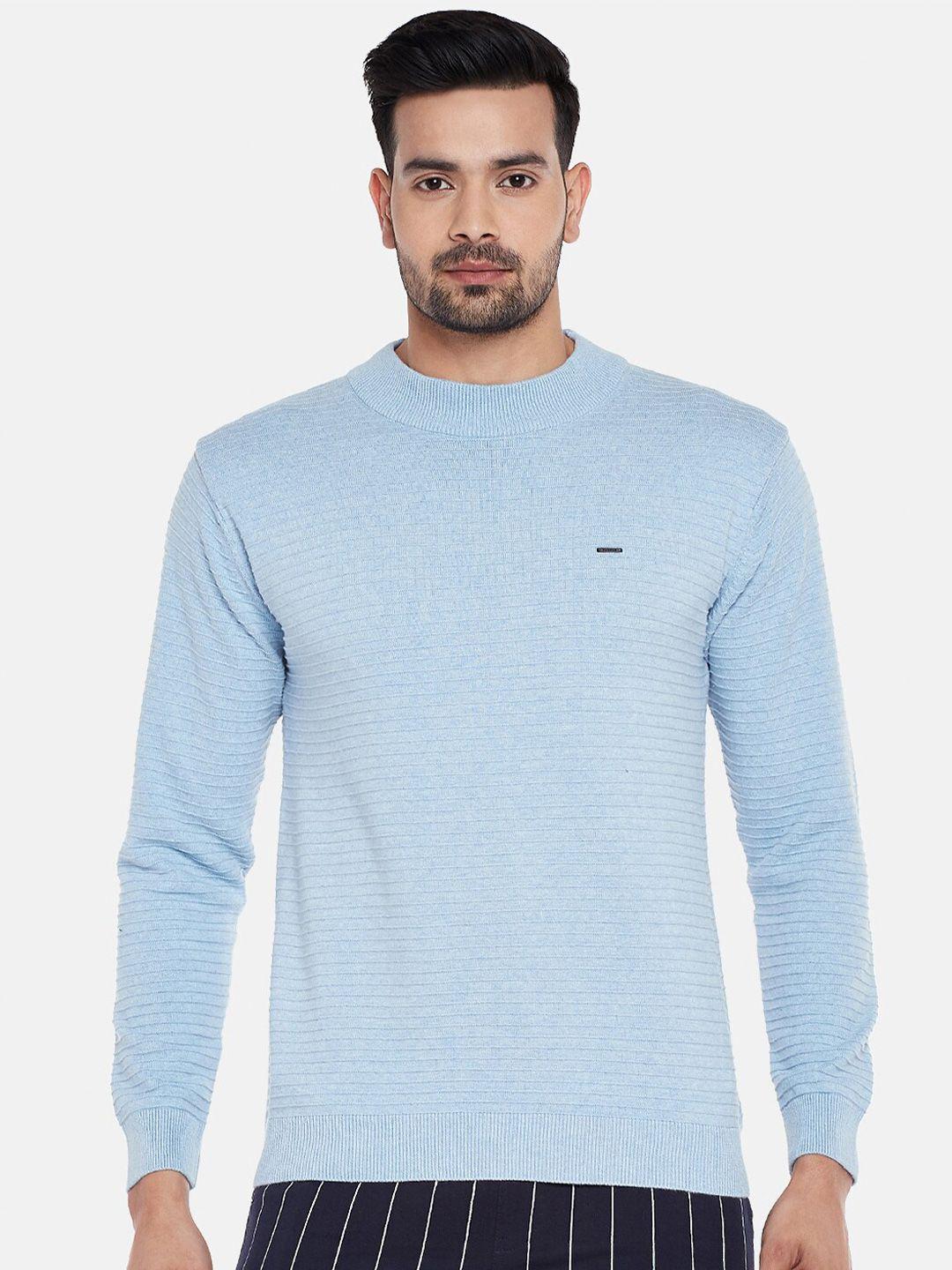 people blue self designed long sleeves cotton pullover