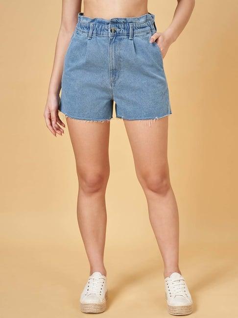 people by pantaloons blue cotton shorts