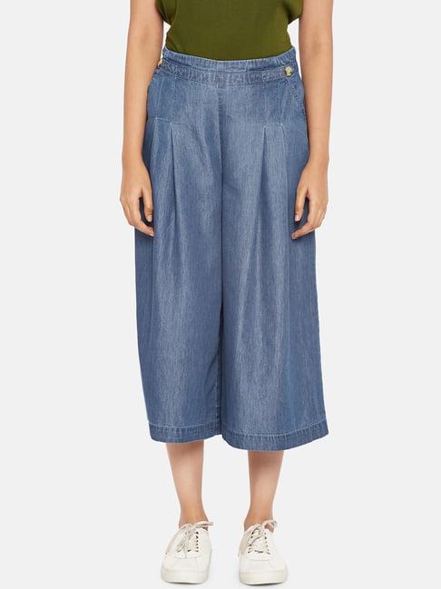 people by pantaloons blue flare fit culottes
