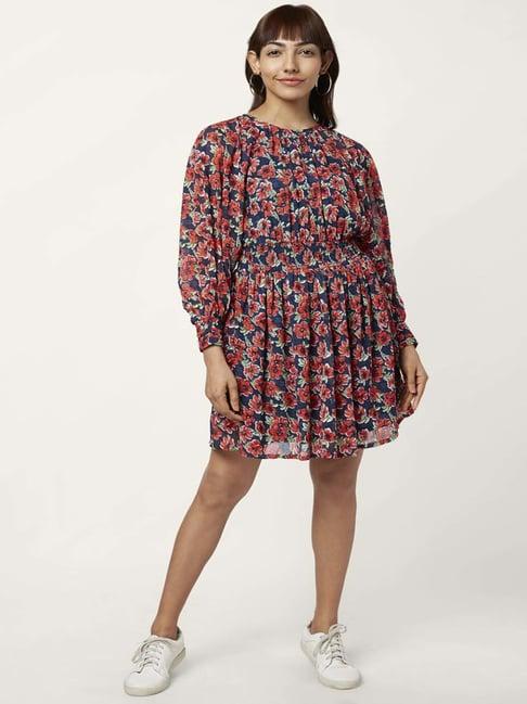 people by pantaloons blue floral print shift dress