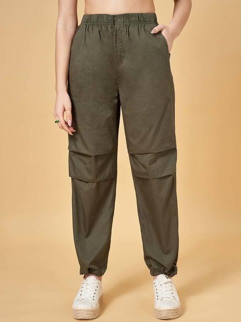 people by pantaloons brown cotton joggers