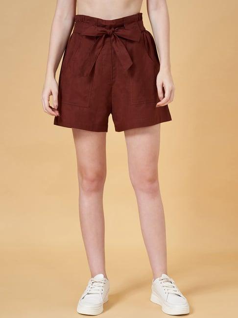 people by pantaloons brown cotton shorts