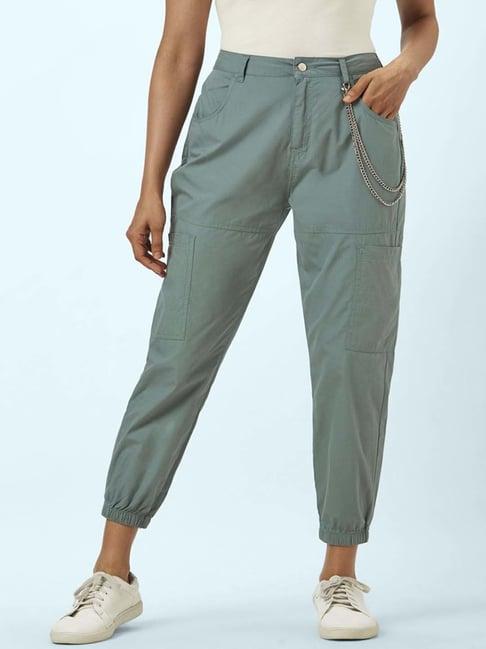 people by pantaloons green cotton joggers
