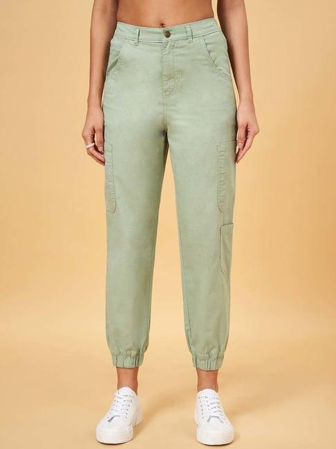 people by pantaloons green mid rise jeans