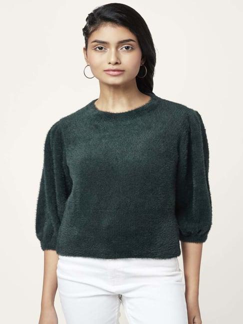 people by pantaloons green regular fit sweater