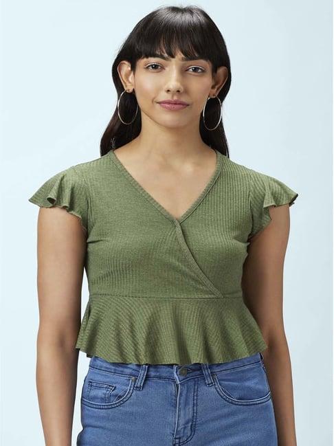 people by pantaloons green striped top