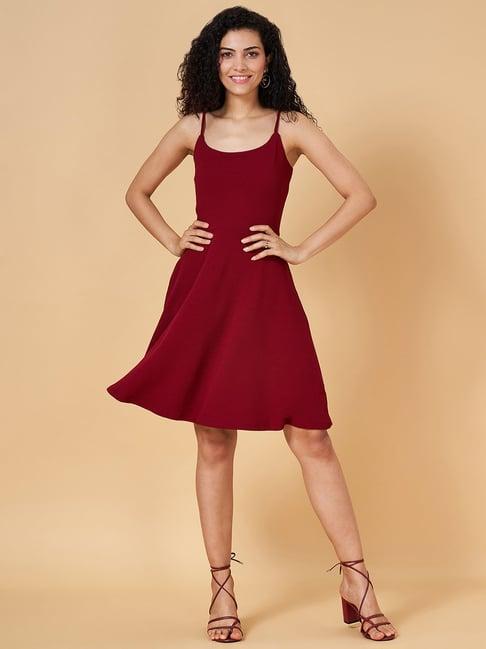 people by pantaloons maroon a-line dress