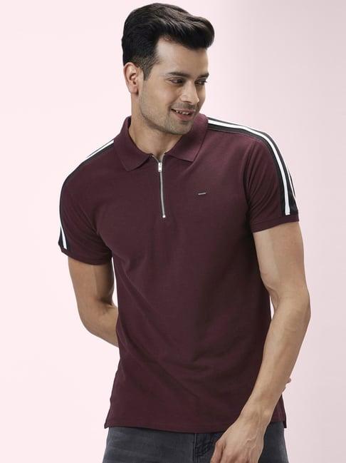 people by pantaloons maroon regular fit polo t-shirt