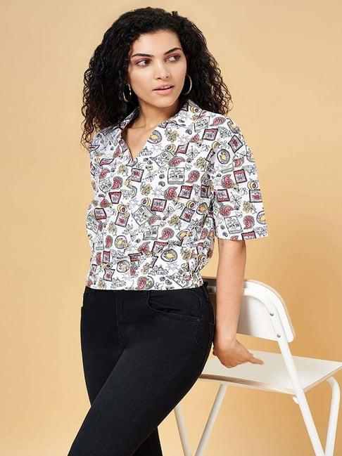 people by pantaloons off white cotton printed shirt