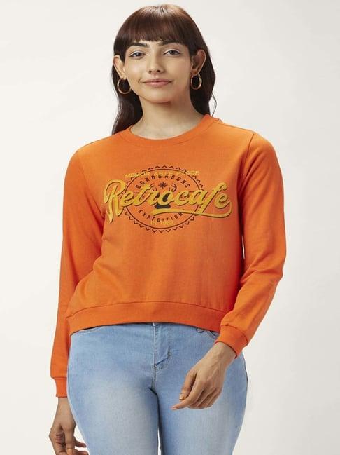people by pantaloons orange cotton printed sweatshirt