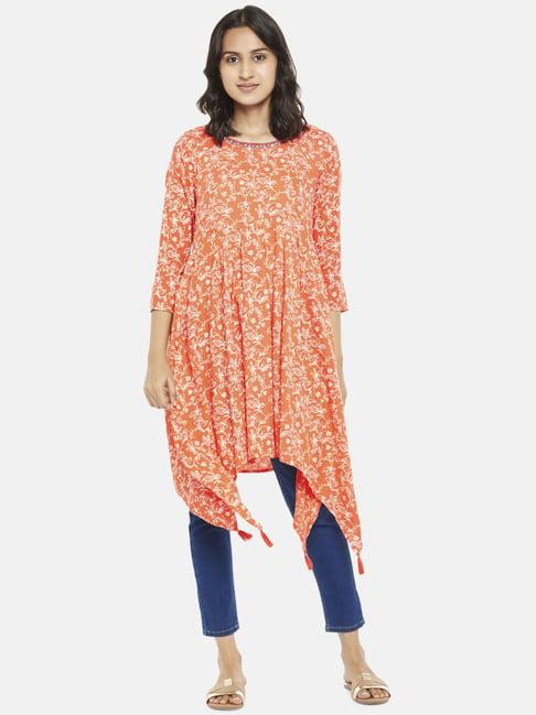 people by pantaloons peach printed tunic