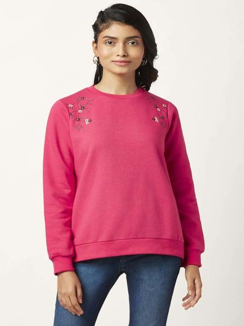 people by pantaloons pink cotton embroidered sweatshirt