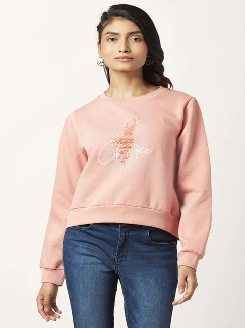 people by pantaloons pink cotton printed sweatshirt