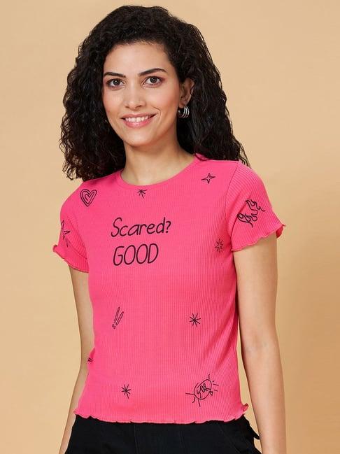 people by pantaloons pink graphic print t-shirt