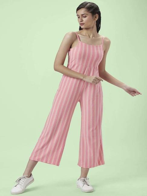 people by pantaloons pink stripes jumpsuit