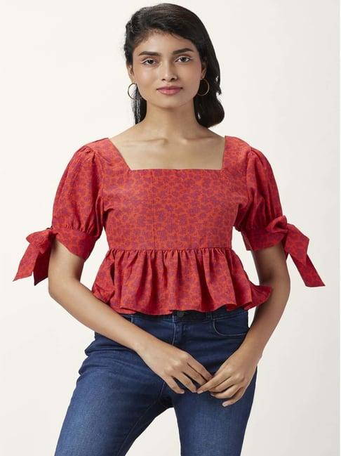 people by pantaloons red floral print top