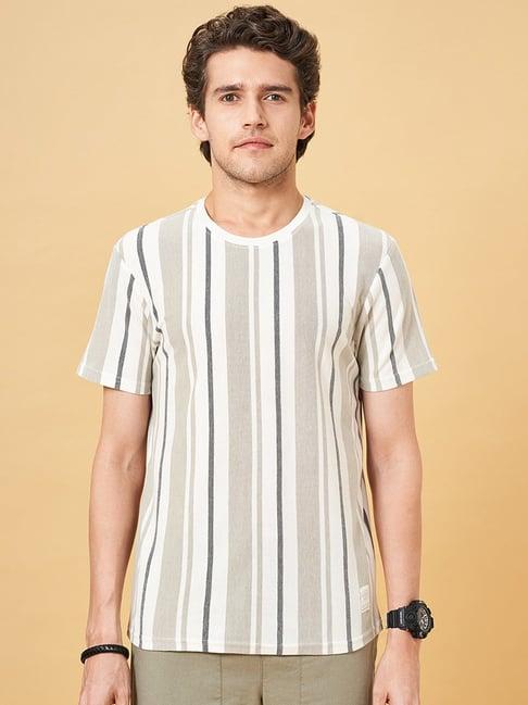 people by pantaloons silver sage slim fit striped t-shirt