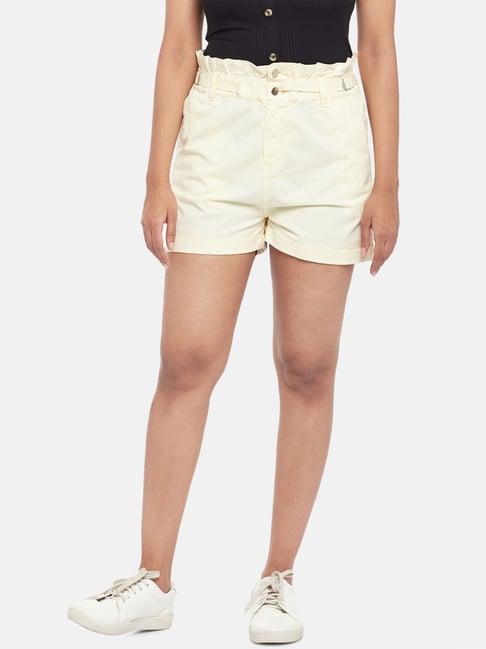 people by pantaloons yellow cotton shorts