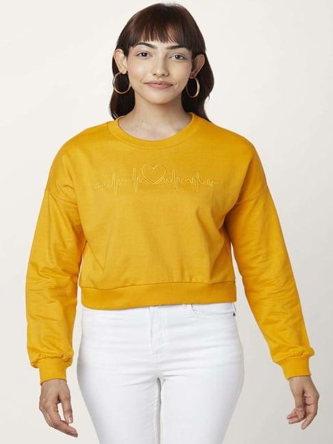 people by pantaloons yellow embroidered sweatshirt