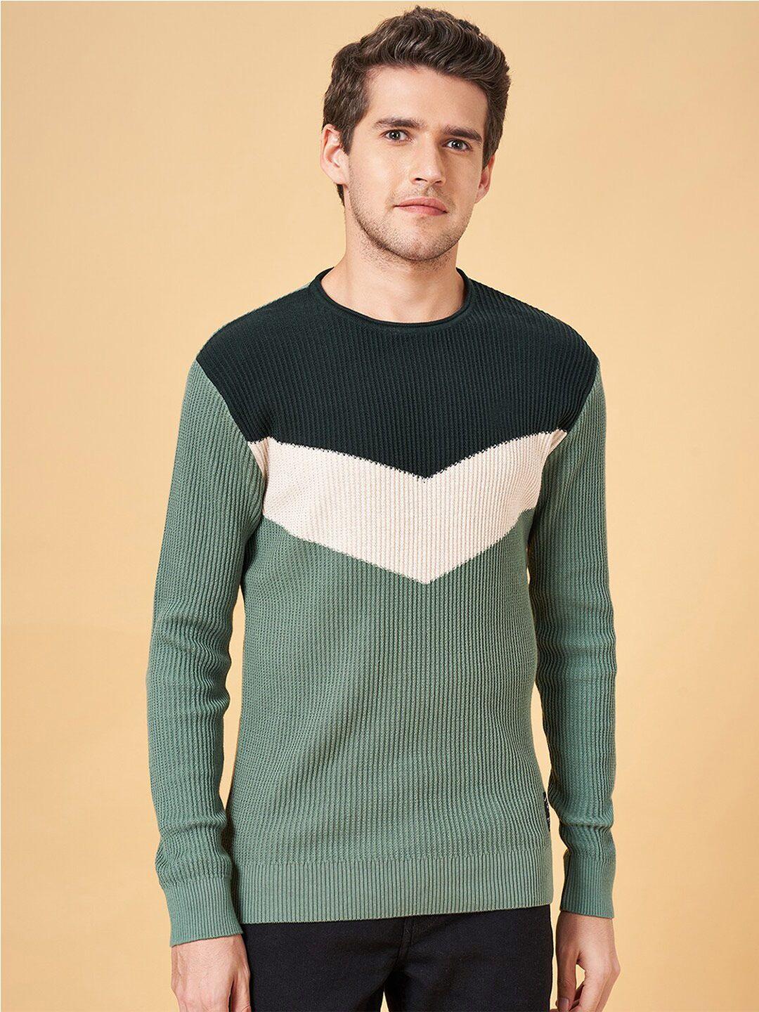 people colourblocked pure cotton pullover sweater