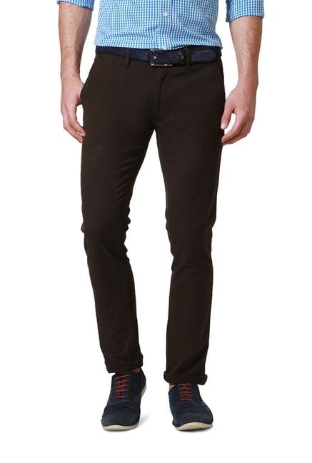 people dark brown regular fit trousers