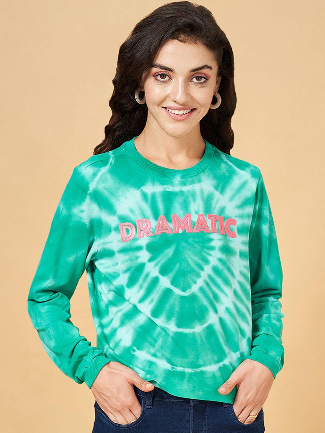 people green abstract printed pullover sweatshirt