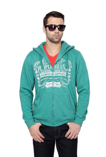 people green cotton hooded sweatshirt