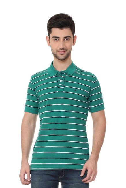 people green striped cotton polo t-shirt