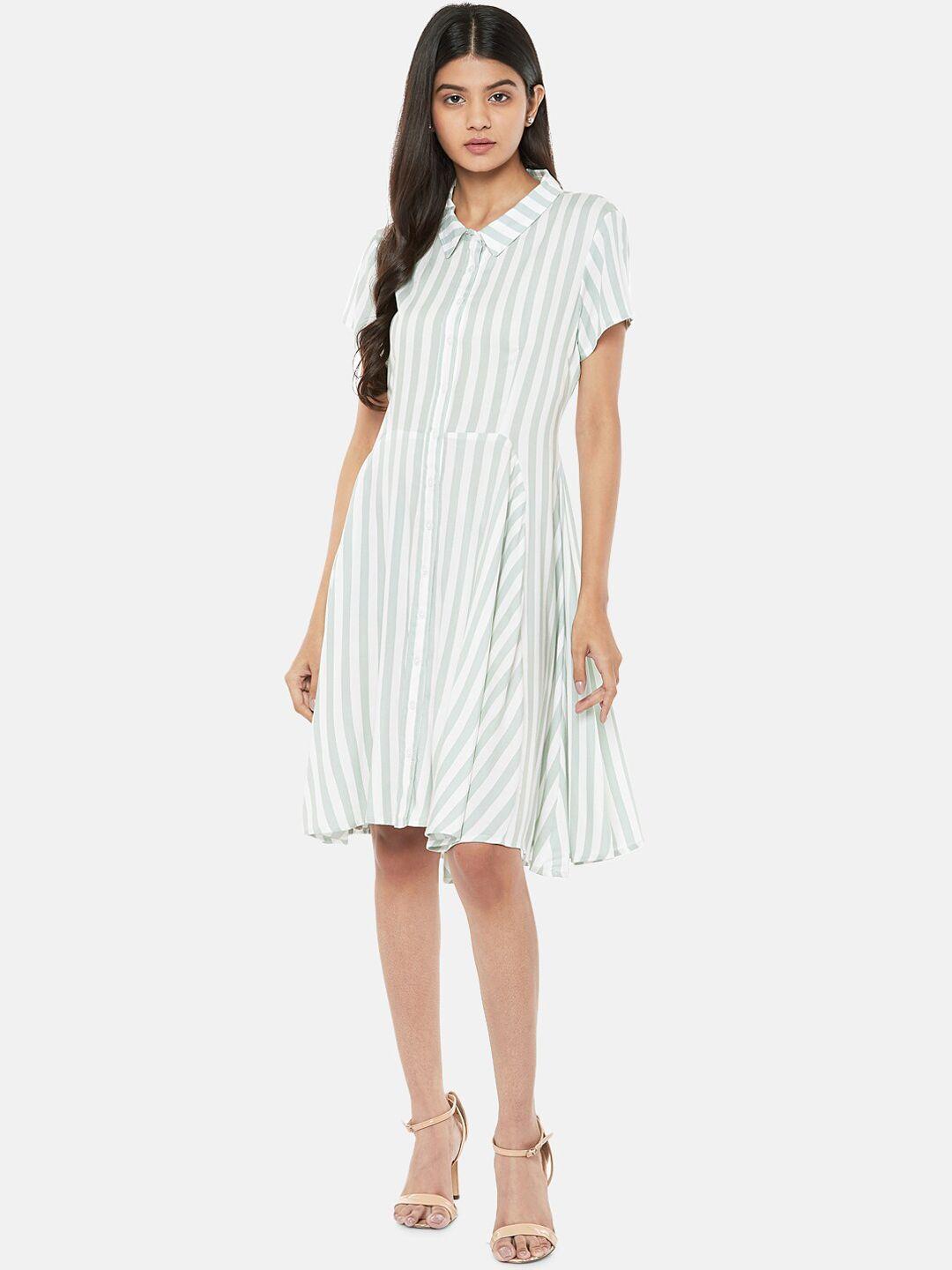 people green striped shirt dress